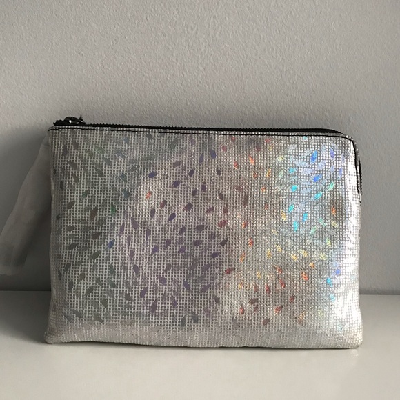 Sharif Disco Black Silver Glitter Genuine Leather Clutch Bag - Picture 3 of 14